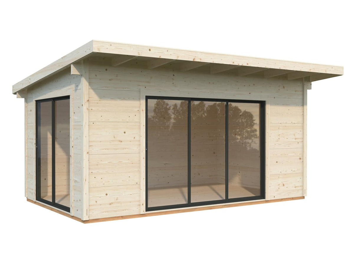 Grace (5x3m | 14,1m² | 56mm) Liimapuinen puutarhamökki kaksilasitetuilla liukuovilla