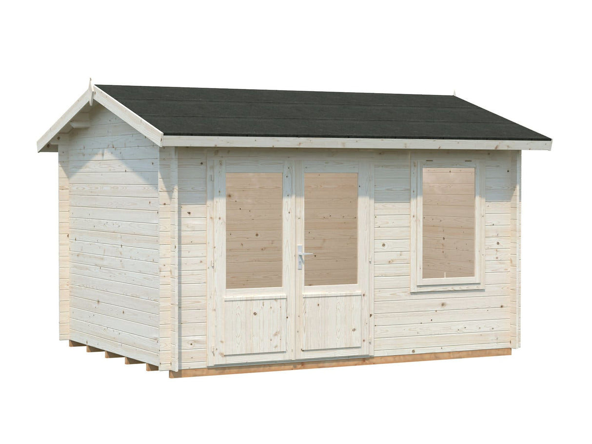 Iris S (3,8x3m | 9,6m² | 28mm) Kompakti alle 2,5m korkea kesämökki