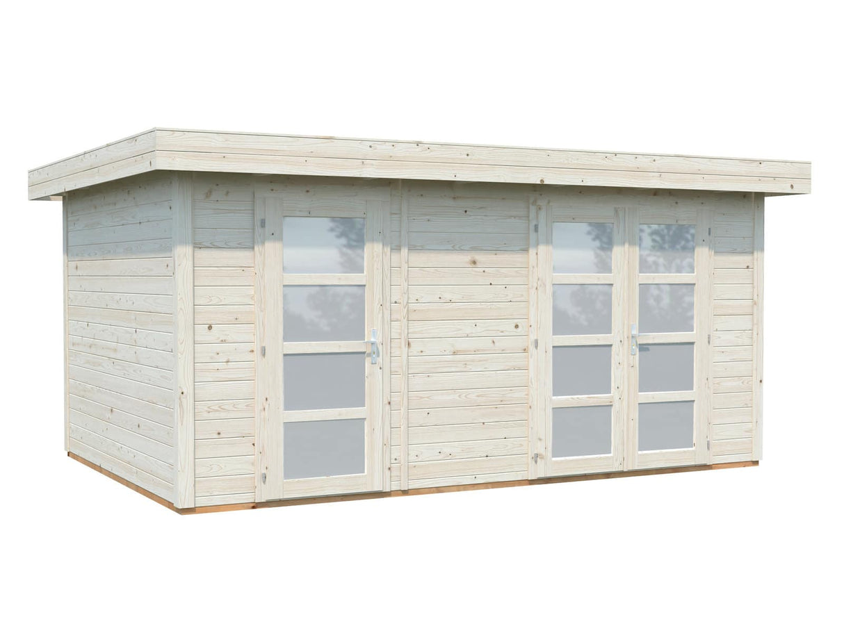 Lara L (4,5x3m | 12,7m² | 28mm) Kaksihuoneinen moderni piharakennus läpikuultavilla ovilla