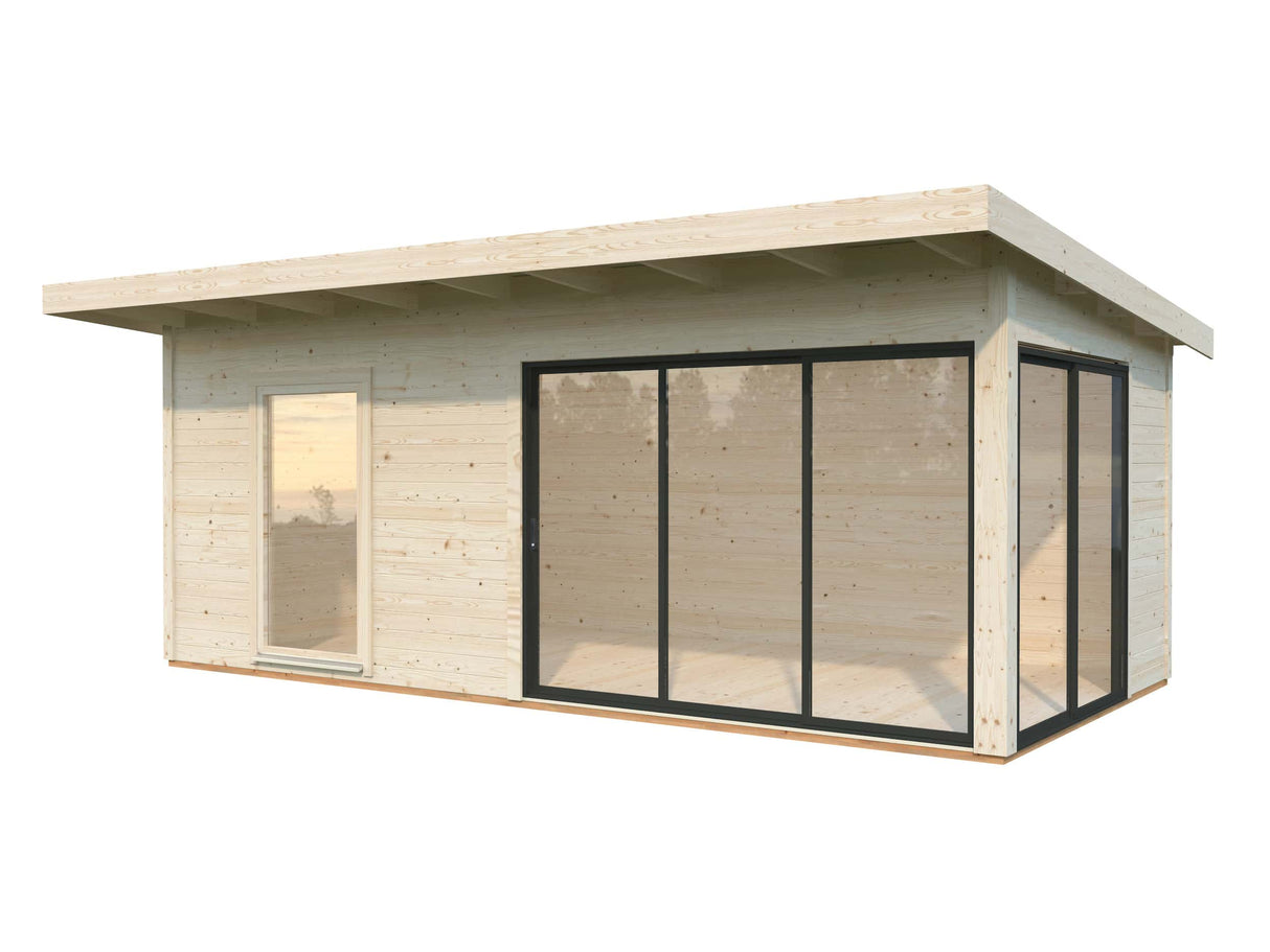 Andrea M (6,0x3m | 17,1m² | 44mm) piharakennus liukuovilla (saatavana kaksilasitus)