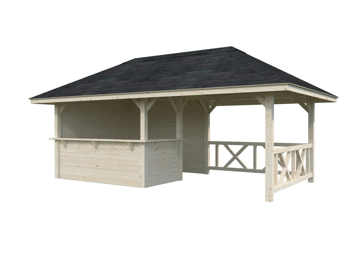 Bianca 110 (5,9x3m | 16,6m²) puutarhabaari katoksella