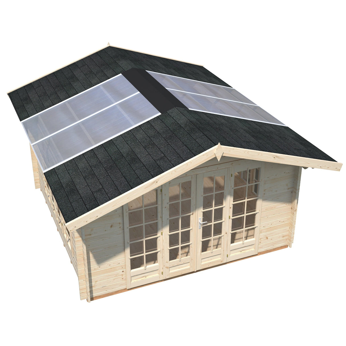 Irene (4x4m | 13,9m² | 34mm) Valoisa kesämökki läpinäkyvillä kattopaneeleilla