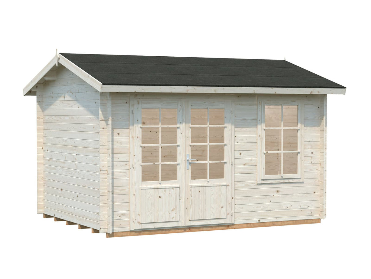 Iris S (3,8x3m | 9,6m² | 28mm) Kompakti alle 2,5m korkea kesämökki