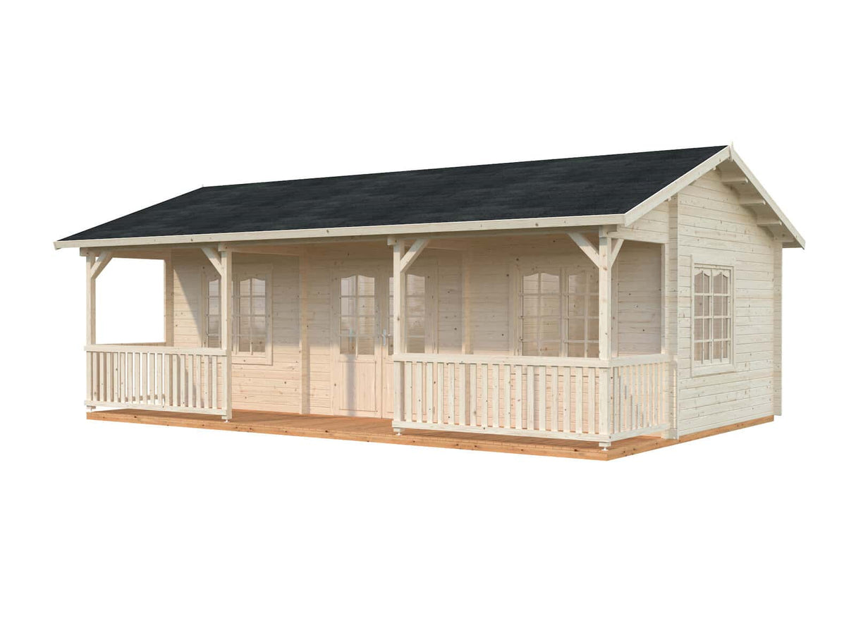 Sandra L (7,9x3,7m | 25,6+11,1m² | 44mm) Tilava kesämökki