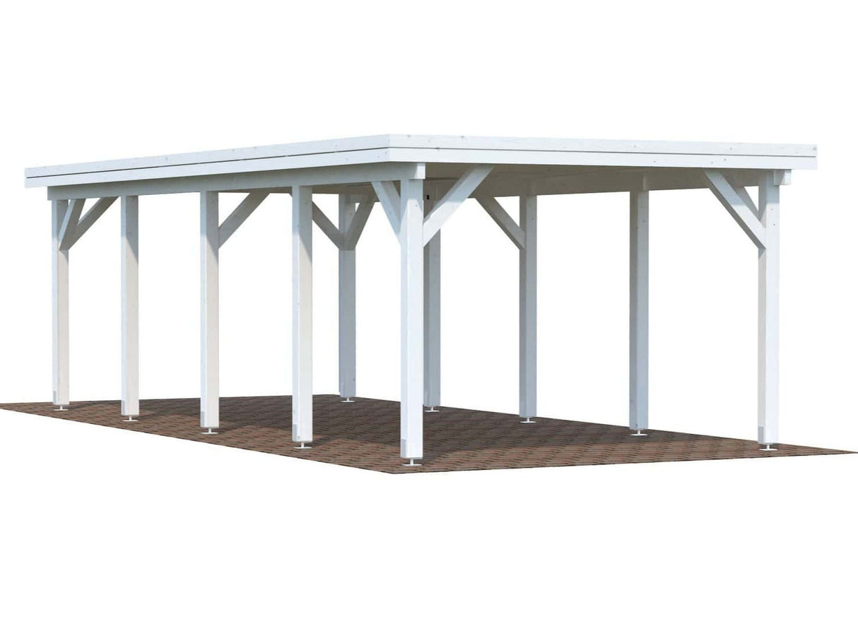 Karl L (3,6x7,6m | 23,1m²) Tasakattoinen yhden auton autokatos tai puutarhapaviljonki