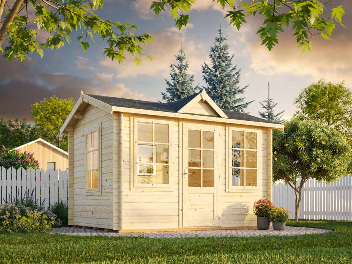 Claudia S (3,2x2,4m | 7,4m² | 28mm) Clockhouse-tyylinen piharakennus