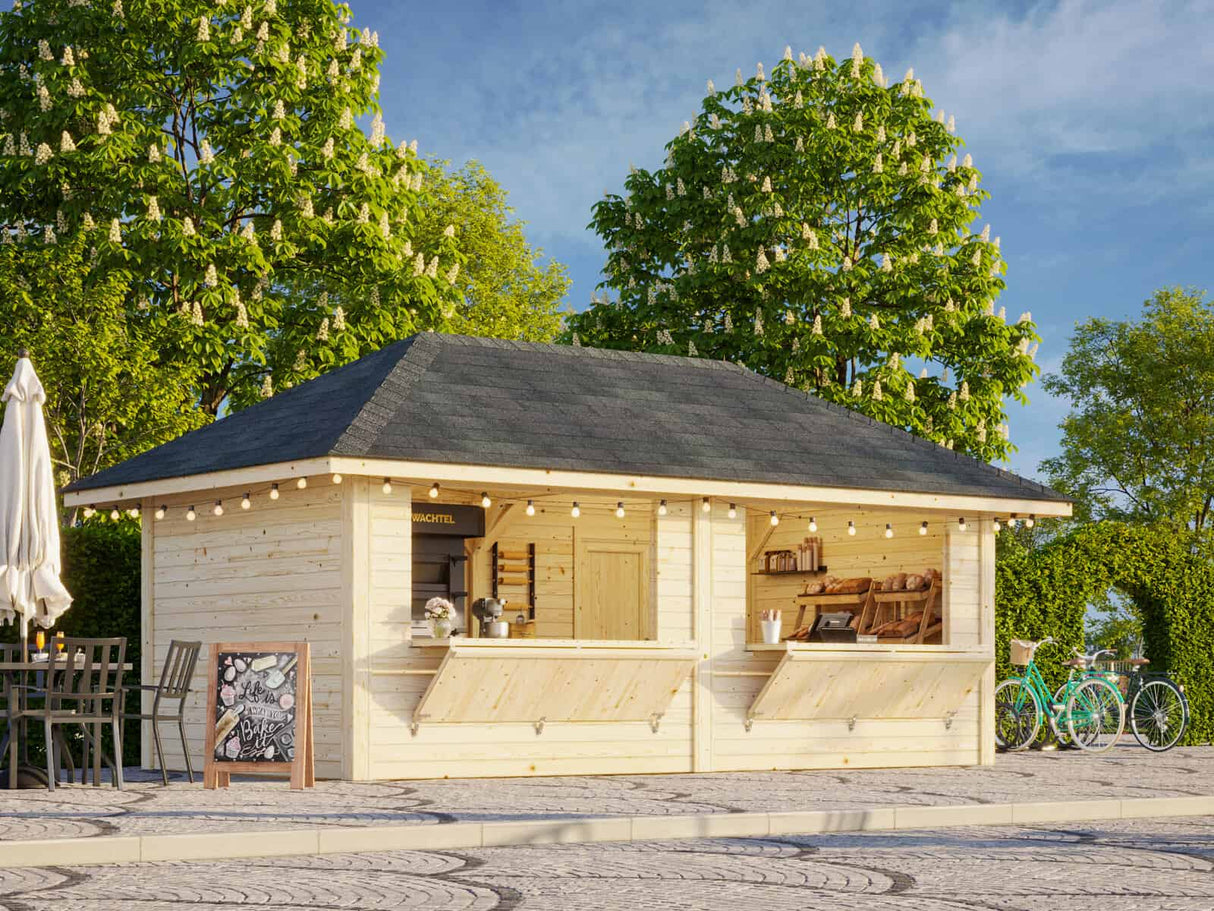 Bianca 111 (5,9x3m | 16,6m²) kaksoiskioski kahdella luukulla