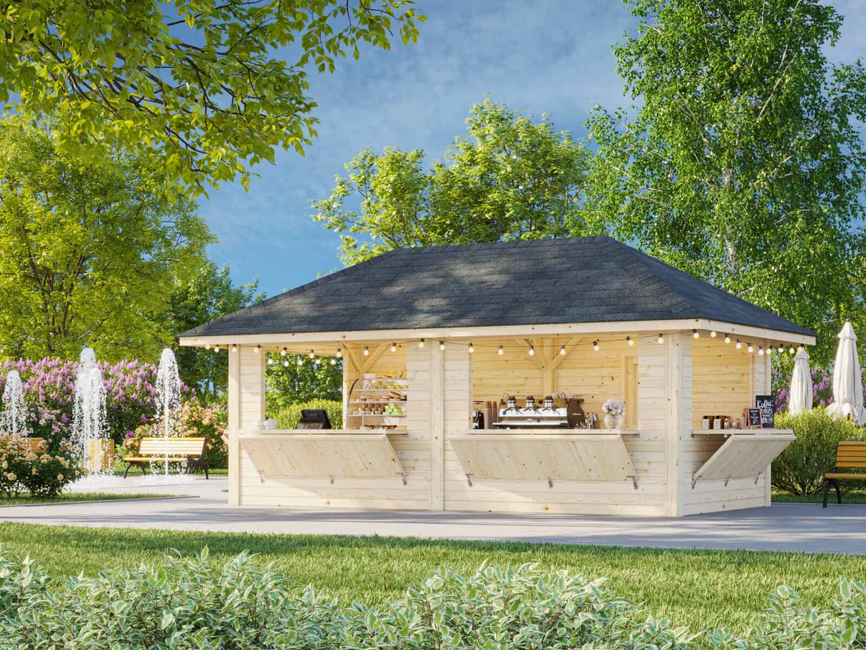 Bianca 112 (5,9x3m | 16,6m²) kaksoiskioski neljällä luukulla