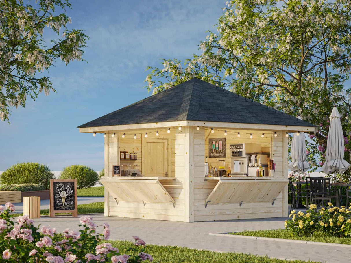 Bianca 105 (3x3m | 8,3m²) kioski kahdella luukulla