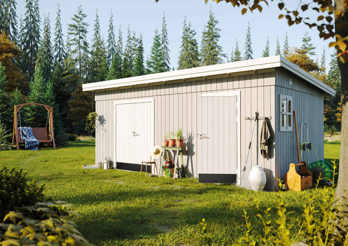 Kalle L (5,6x3,3m | 16,9m²) Kaksihuoneinen pulpettikattoinen työpaja