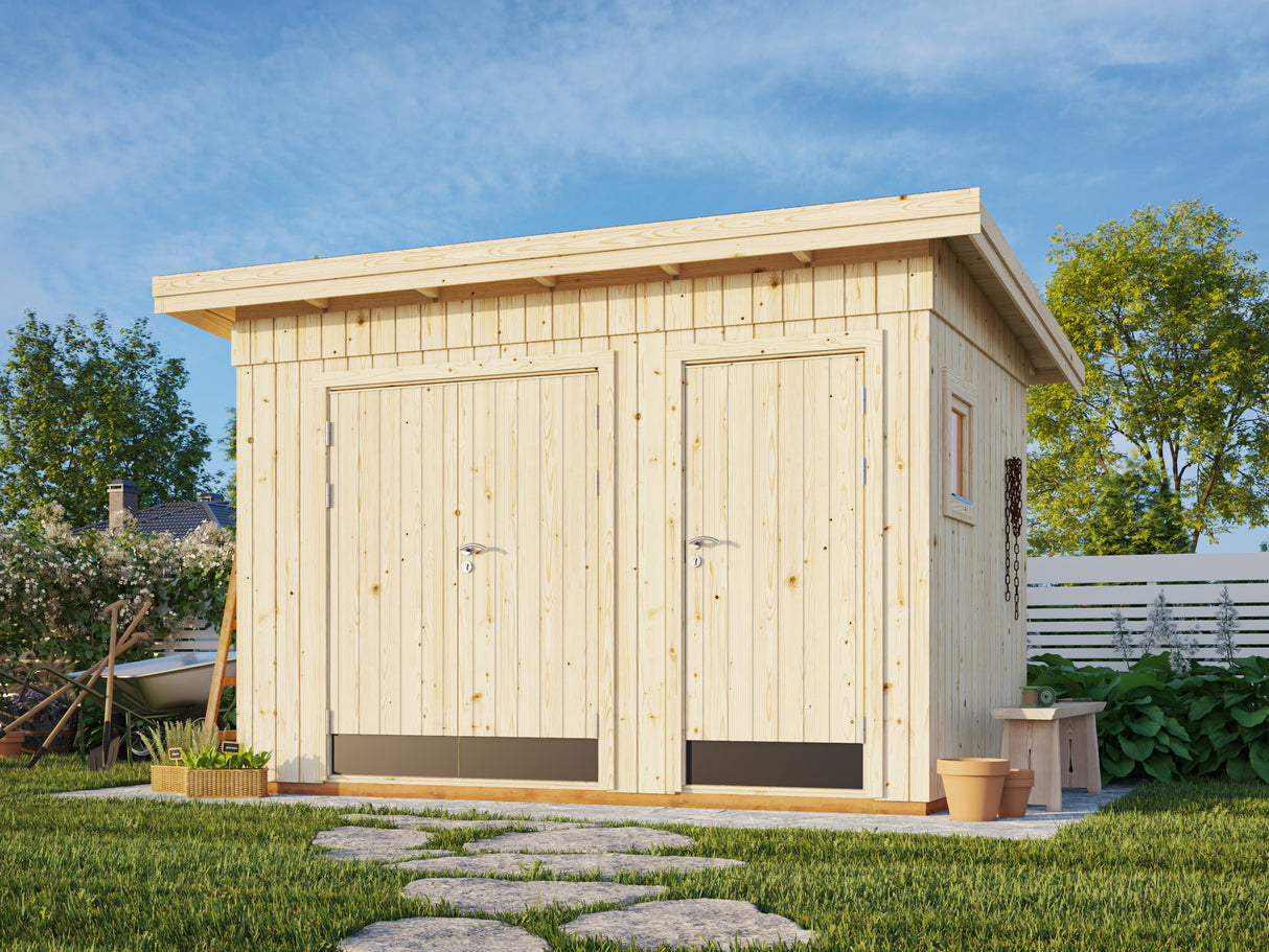 Kalle S (3,4x2,2m | 6,6m²) Moderni pulpettikattoinen säilytysvarasto