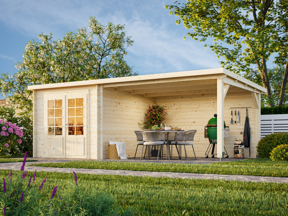 Ella (6,1x3,2m | 6,9+10,0m² | 28mm) Pulpettikattoinen huvimaja