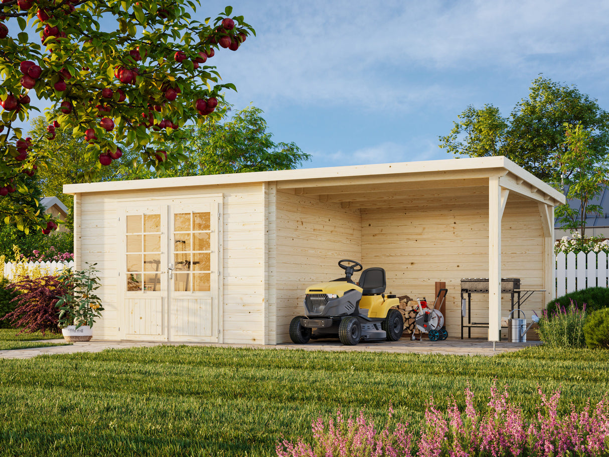 Ella (6,1x3,2m | 8,7+8,2m² | 28mm) Pulpettikattoinen kesämökki