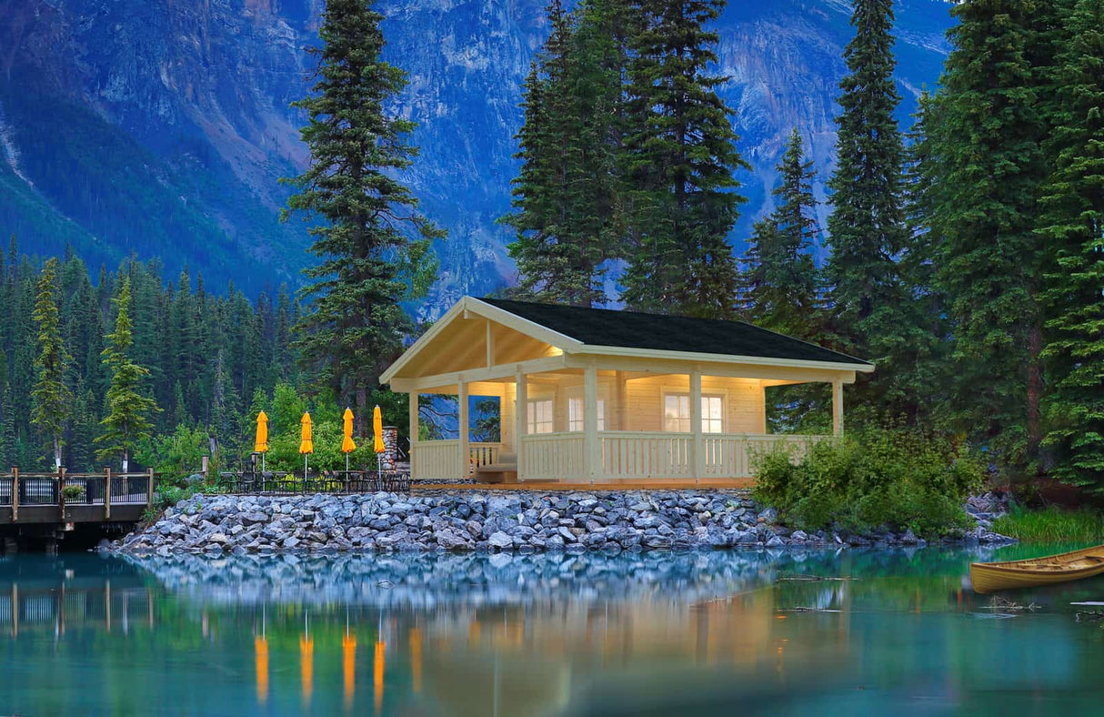 Agneta L (6,5x7,5m | 18,8+28,8m² | 44mm) Kesämökki isolla terassilla