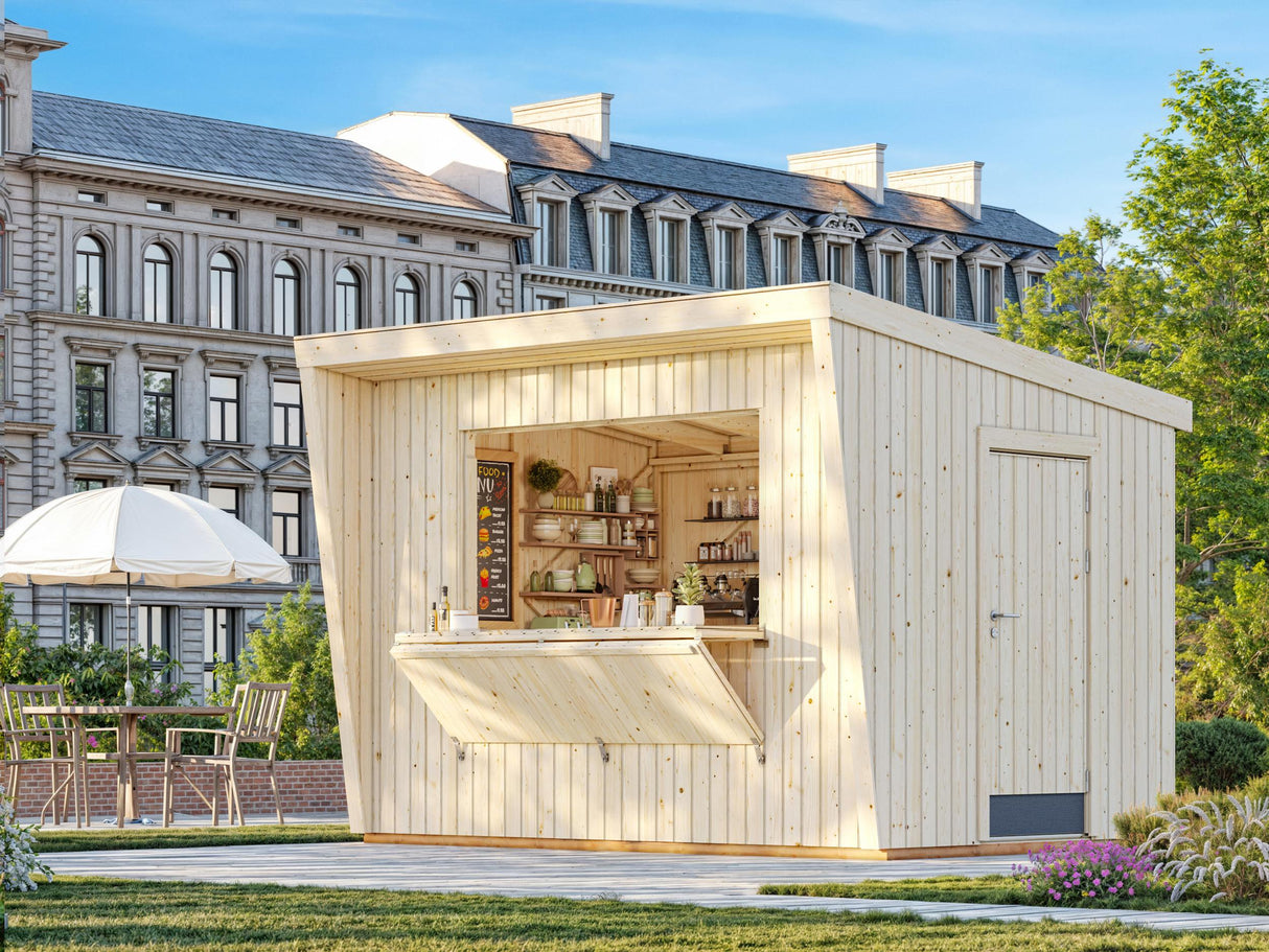 Kira (3,6x2,3m | 7,7m²) Puinen puutarhabaari