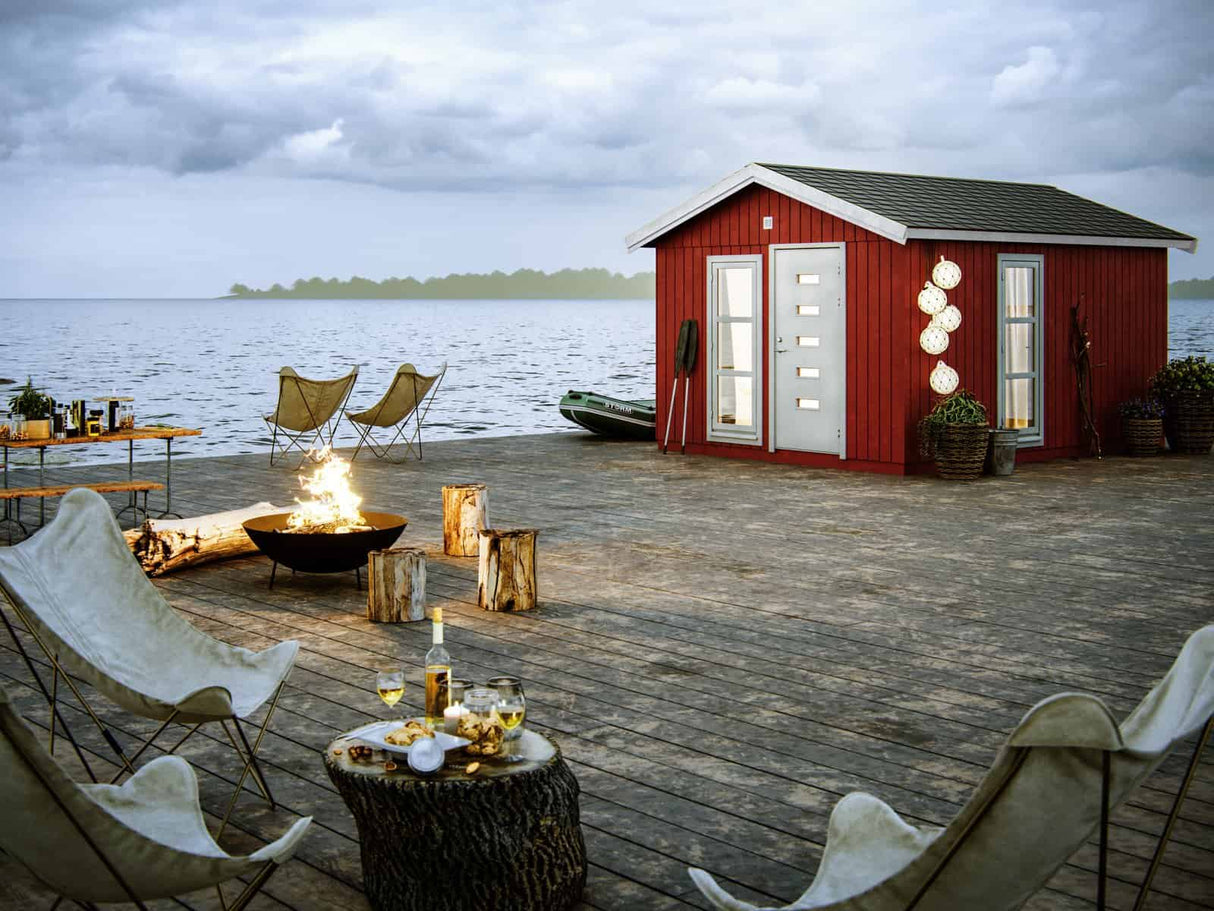 Ly (3,3x4,5m | 13,6m²) Moderni puutarhatoimisto valmiiksi kootuista seinäelementeistä