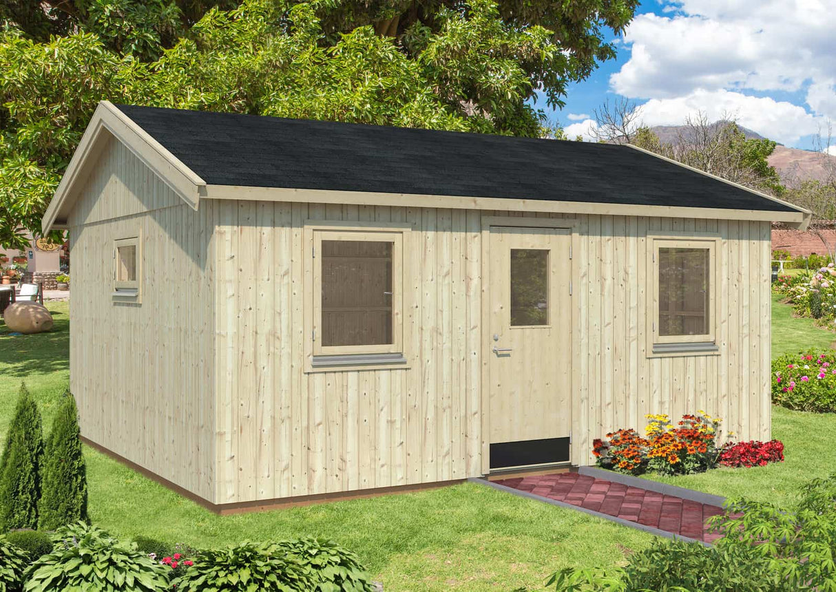 Pernilla (4,5x5,5m | 21,5m²) Tilava moderni puutarhatoimisto