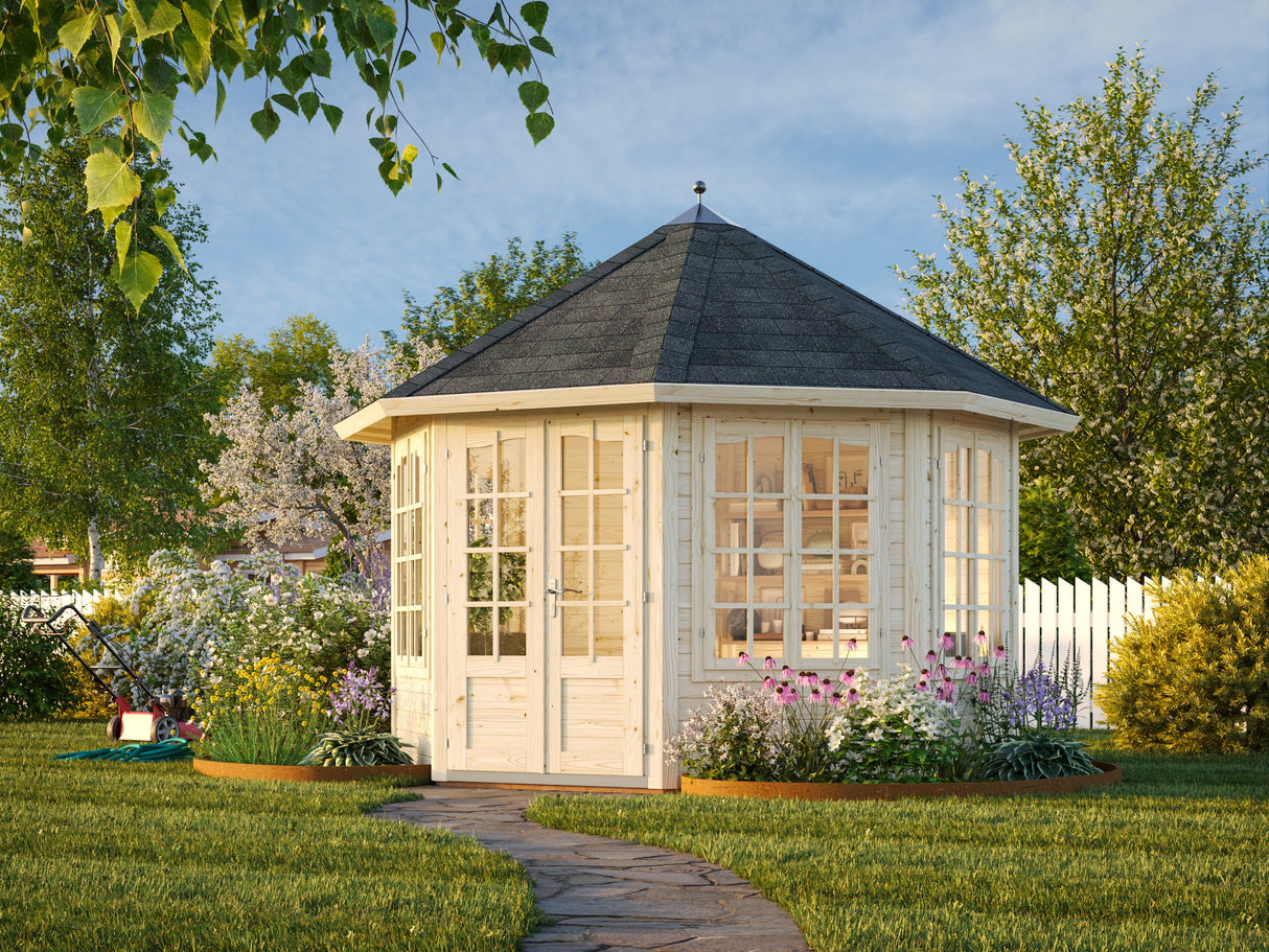 Veronica 4 (3,4x4,1m | 9,2m² | 34mm) Kahdeksankulmainen puutarhapaviljonki