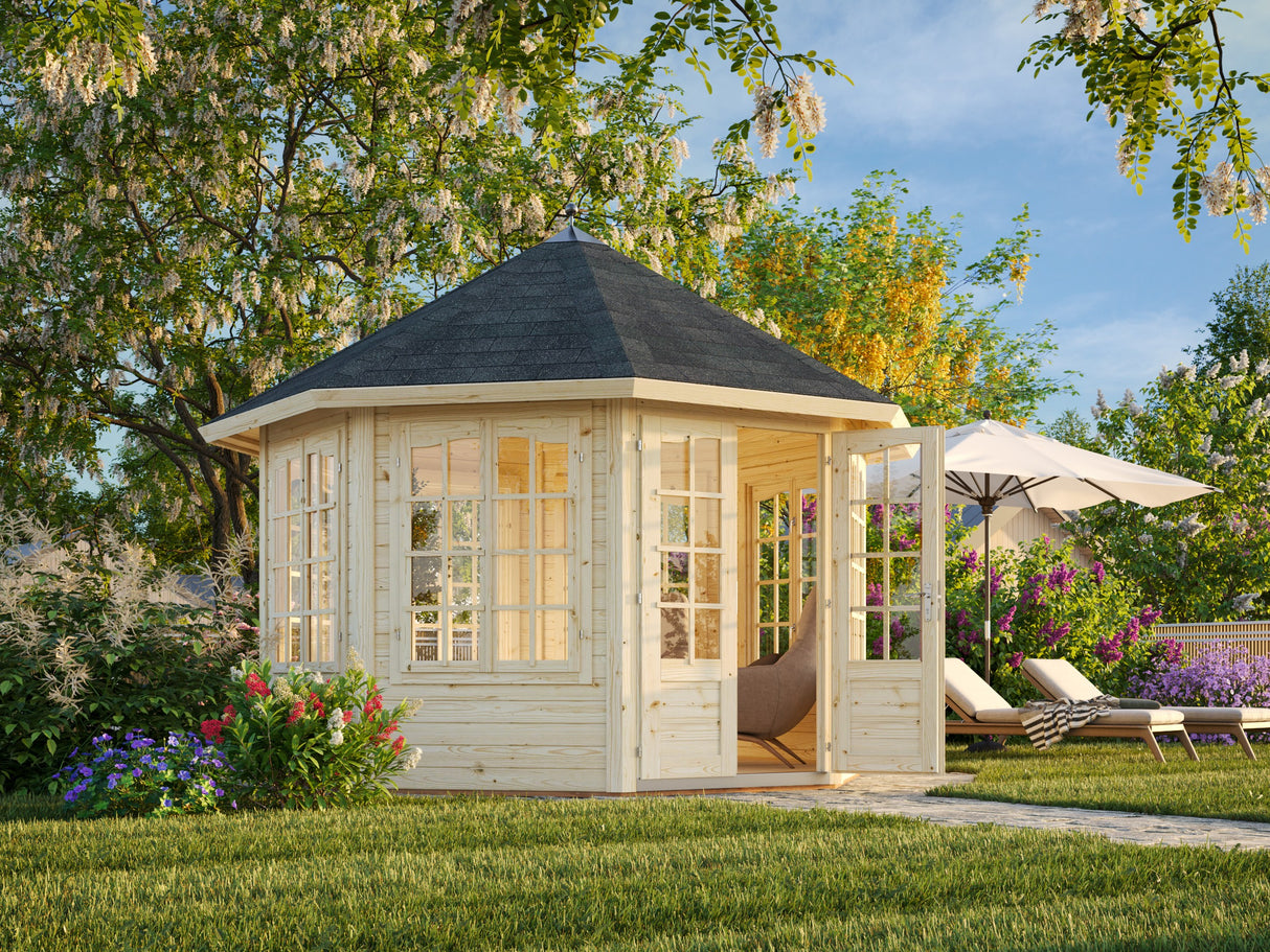 Veronica 7 (3,4x4,1m | 9,2m² | 34mm) Kahdeksankulmainen puutarhapaviljonki