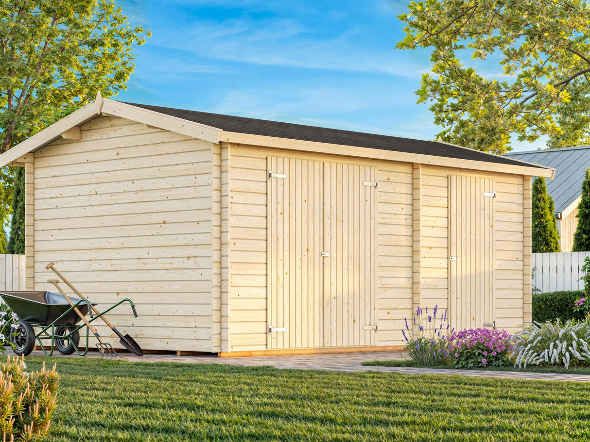 Jari L (5,2x3,2m | 14,5m² | 28mm) Kaksihuoneinen hirsivarasto