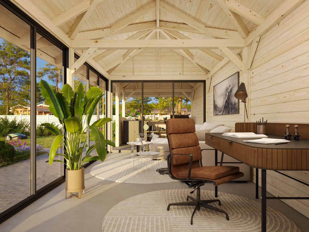 Bianca 219/519 (9x3m | 24,9m²) piharakennus liukuovilla (saatavana tuplalasilla)