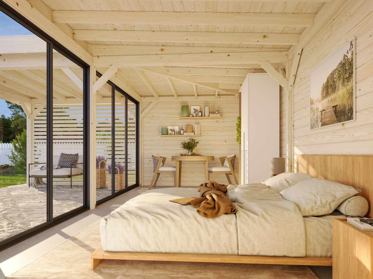 Lenna 413/713 (6x6m | 24,9m²) Lasinen piharakennus liukuovilla (Saatavana tuplalasilla)