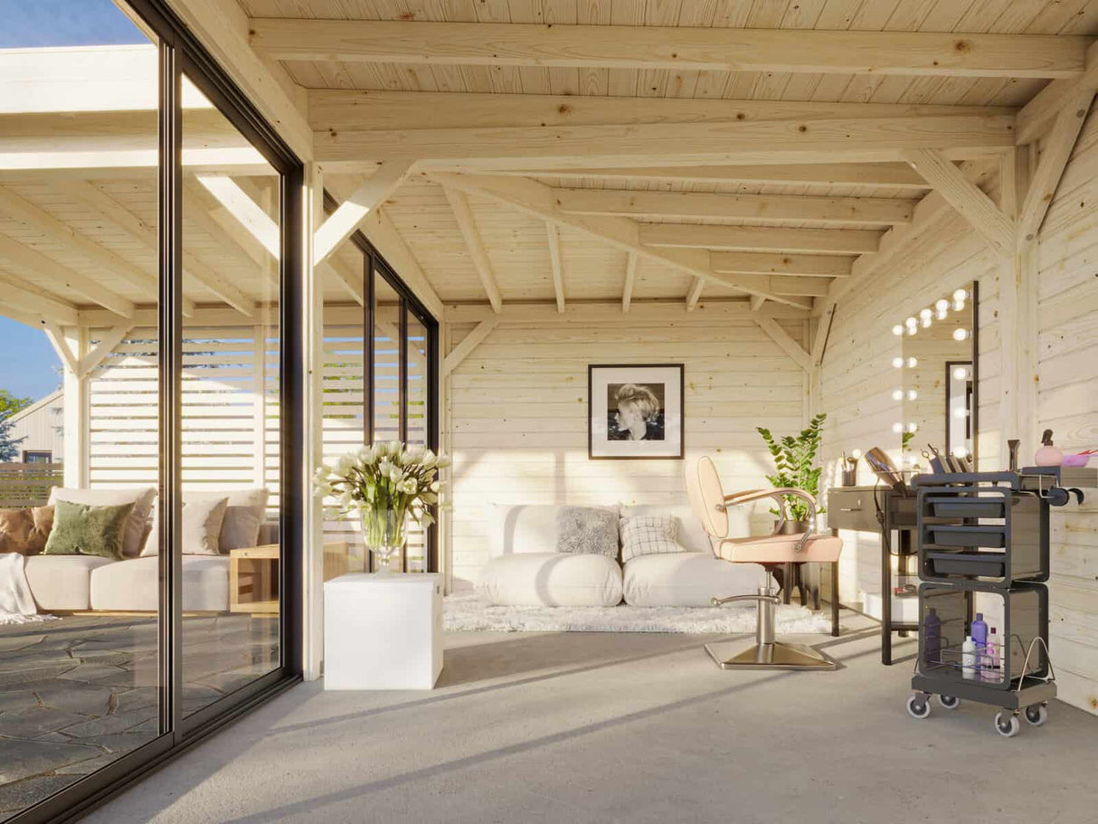 Lenna 414/714 (6x6m | 24,9m²) Lasinen piharakennus liukuovilla (Saatavana tuplalasilla)