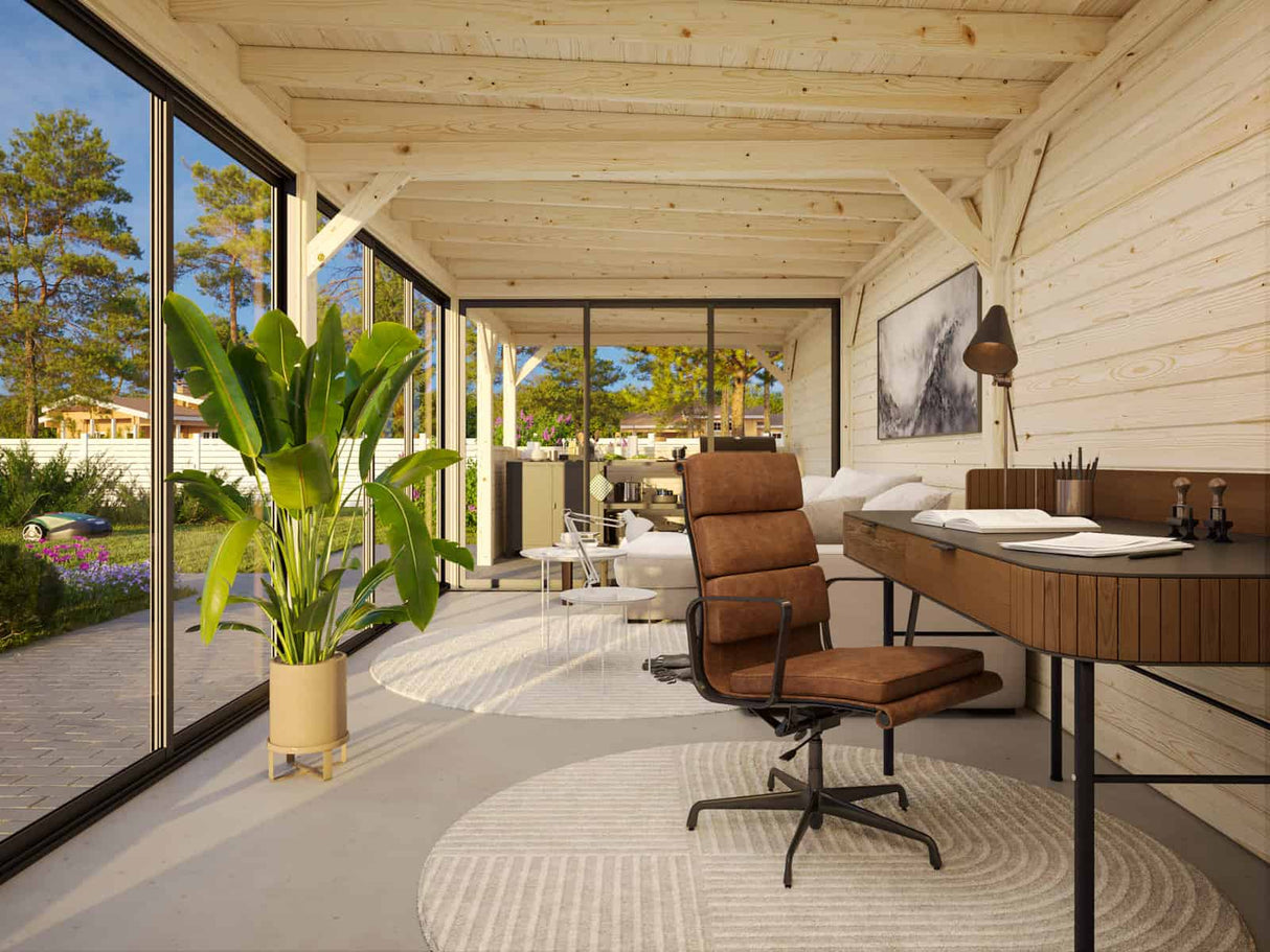 Lenna 419/719 (9x3m | 24,9m²) Lasinen piharakennus liukuovilla (Saatavana tuplalasilla)