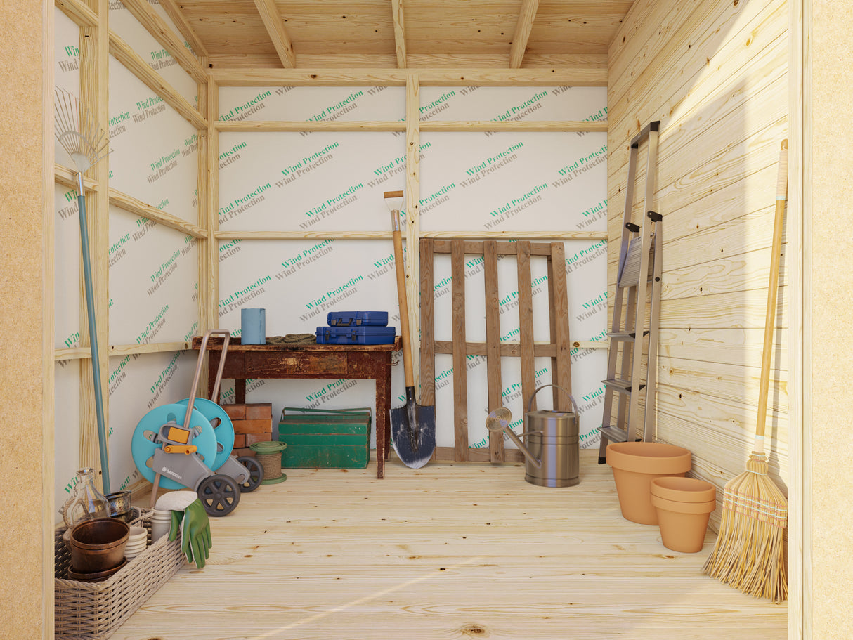 Kalle S (3,4x2,2m | 6,6m²) Moderni pulpettikattoinen säilytysvarasto