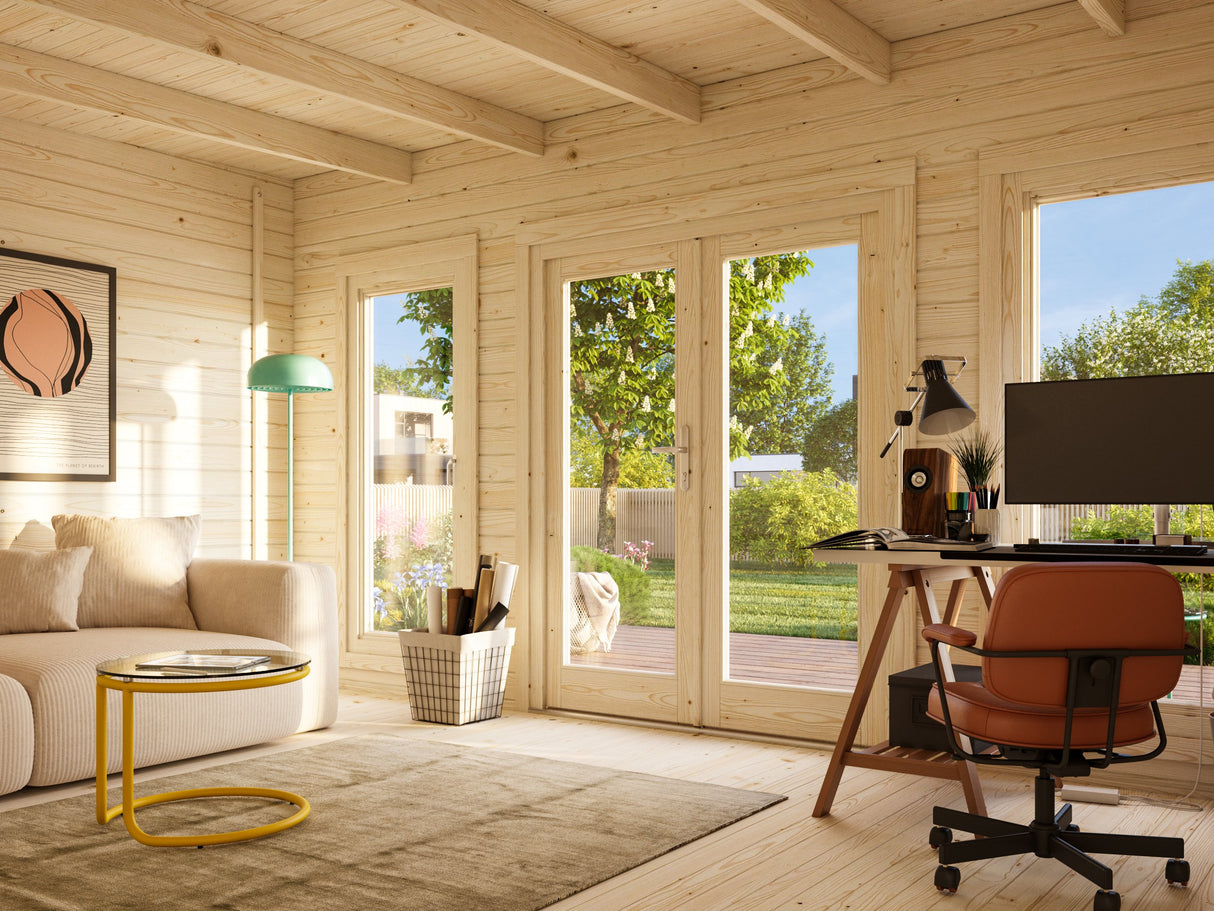 Bret S (4,8x3,6m | 14,8m² | 44mm) moderni kesämökki