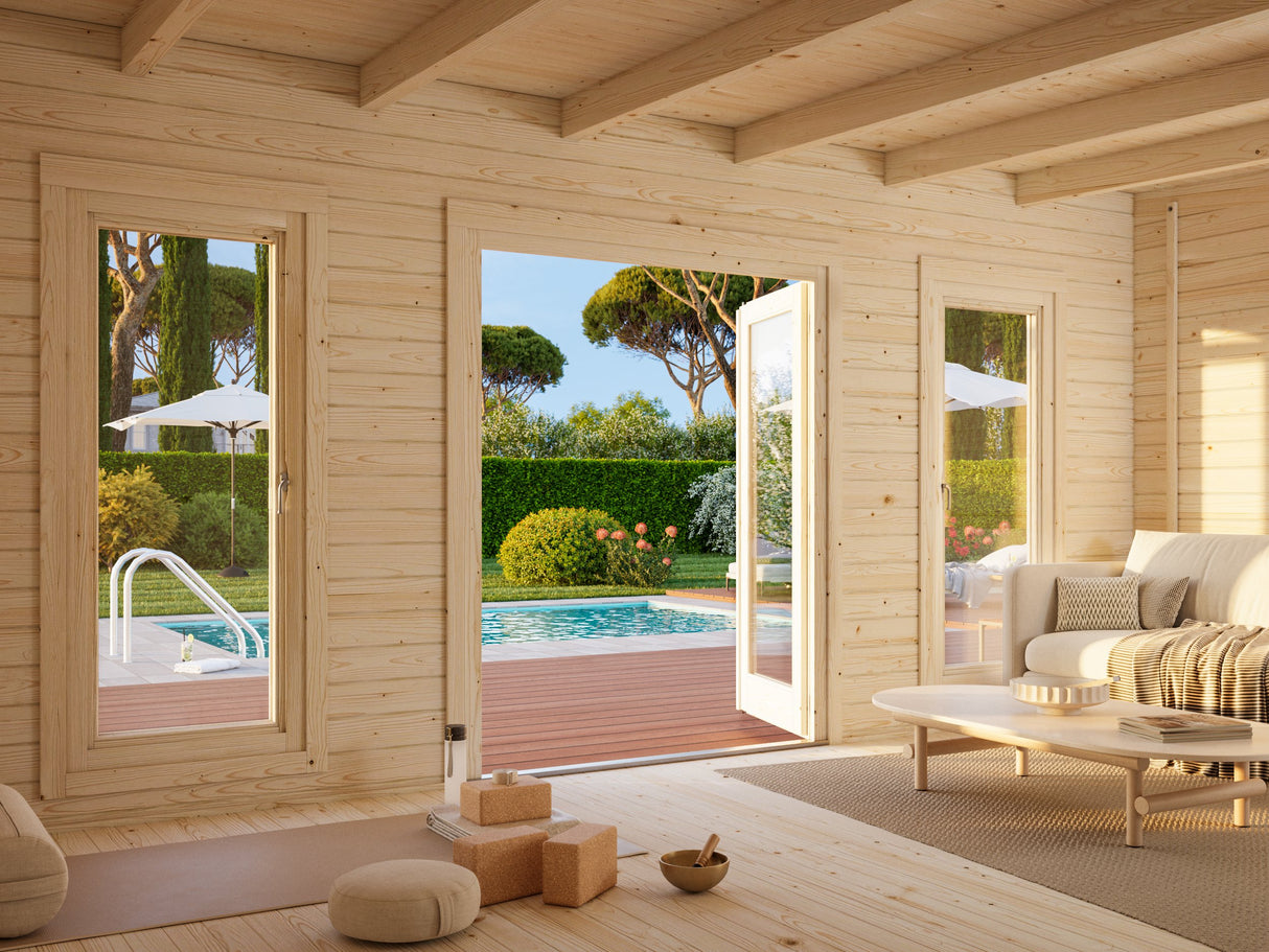 Bret M (5,5x4,1m | 19,9m² | 44mm) moderni kesämökki