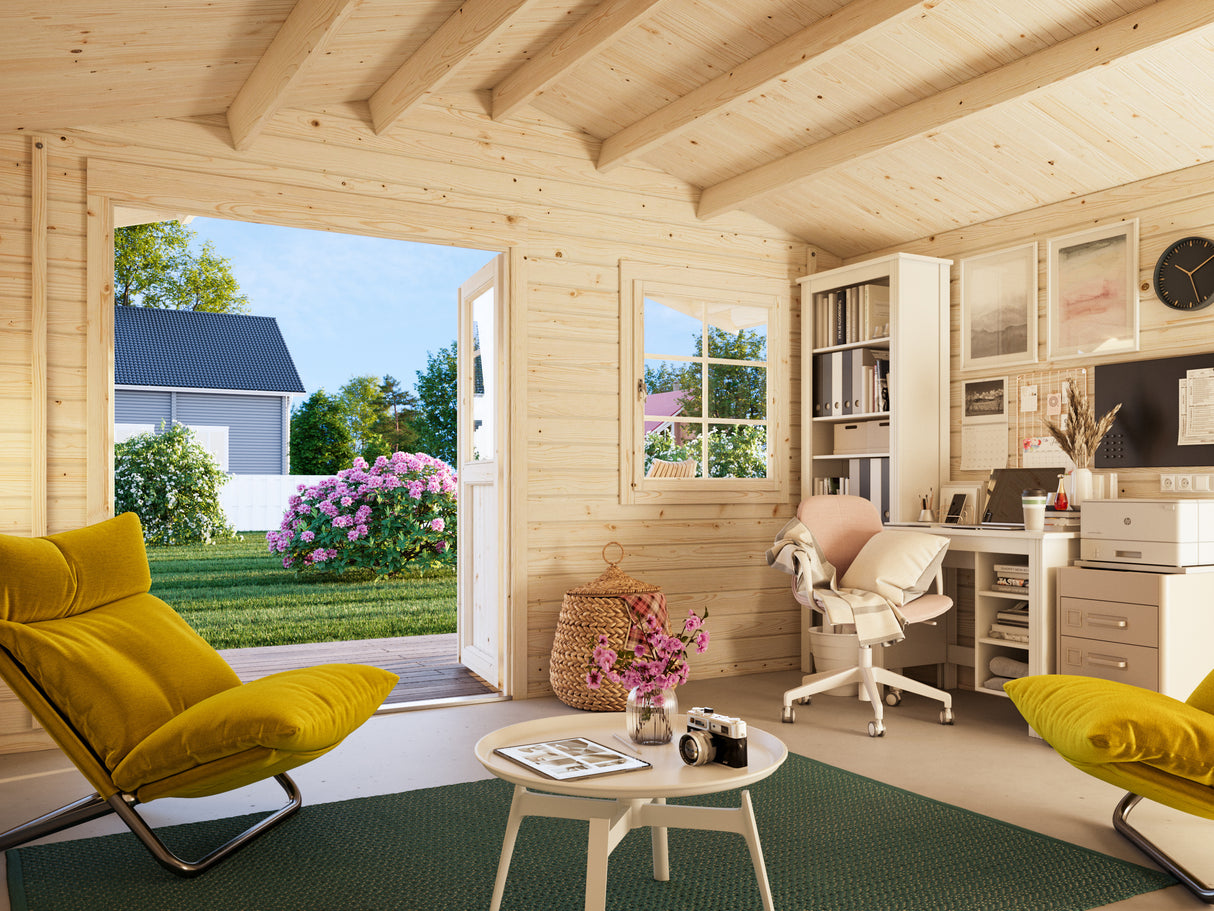 Britta S (4,1x4,1m | 14,6m² | 40mm) Sveitsiläistyylinen pihamökki