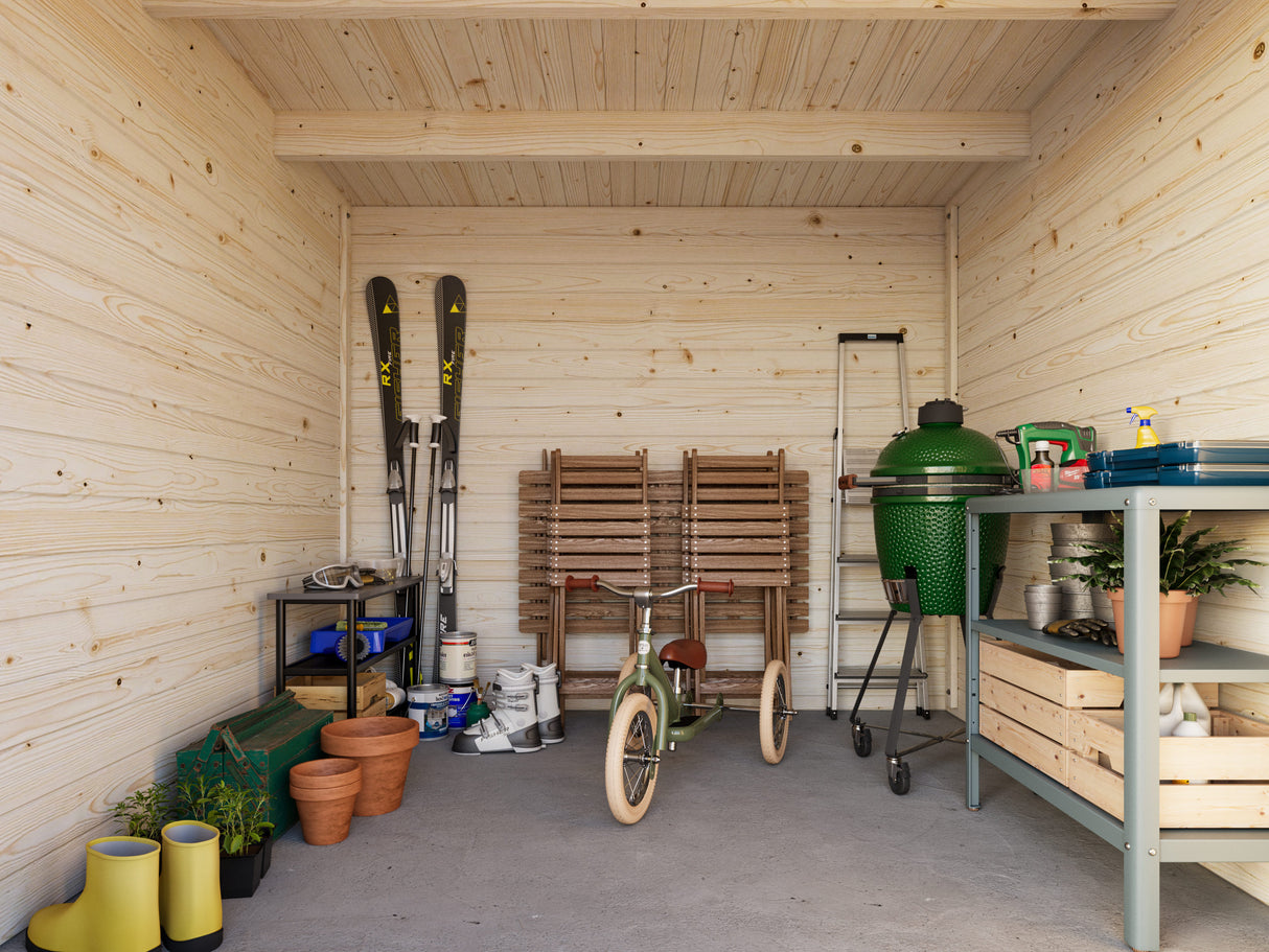 Ella (6,1x3,2m | 6,9+10,0m² | 28mm) Pulpettikattoinen huvimaja