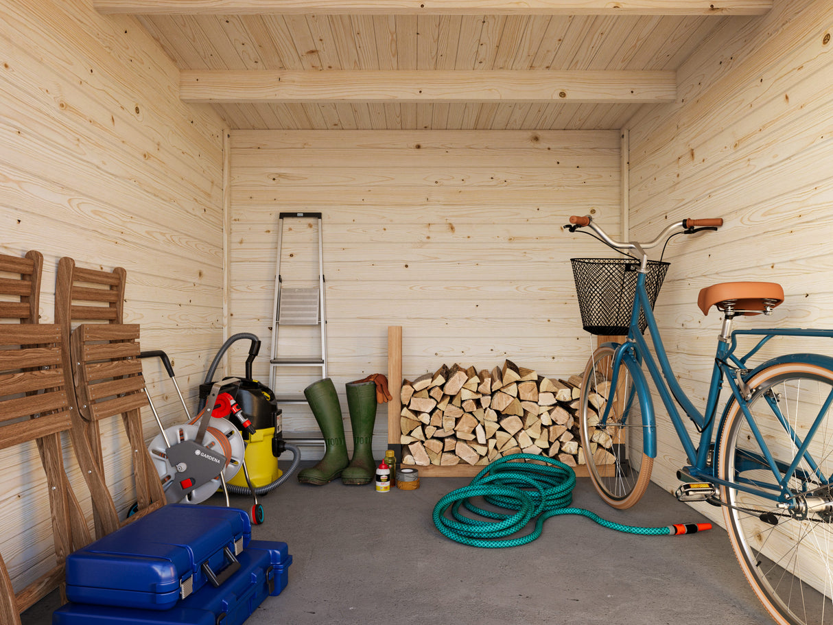 Ella (5,5x3,2m | 6,9+8,2m² | 28mm) Pulpettikattoinen kesämökki