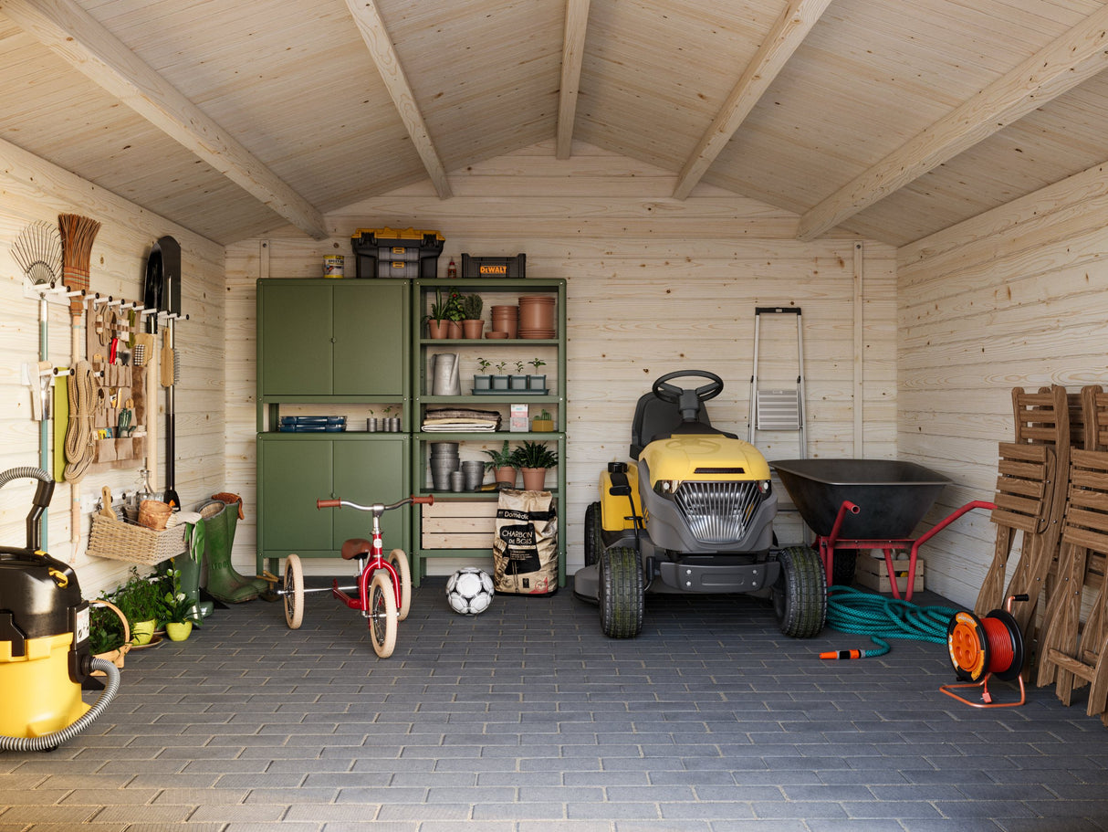 Lotta L (4x4m | 13,9m² | 34mm) Perinteinen neliönmuotoinen pihamökki