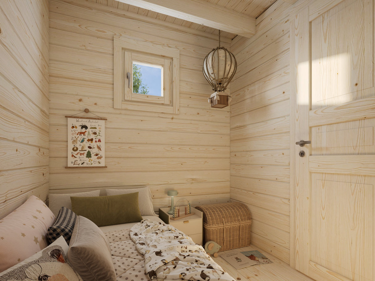 Kendra (4,2x5,2m | 18,4m² | 70mm) Hirsitalo parvella