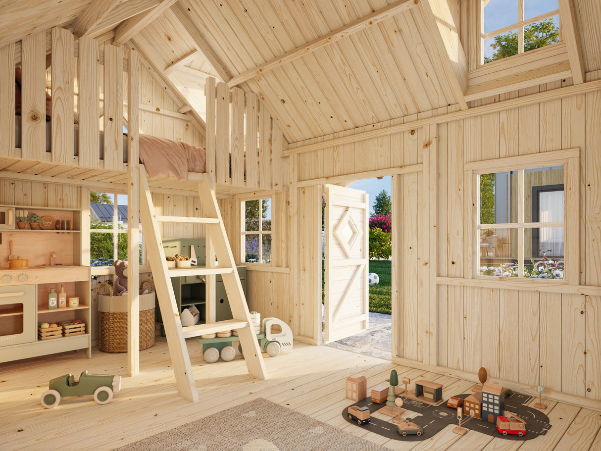 Marie (2,9x1,9m | 5,4m² | 16mm) Tyylikäs leikkimökki