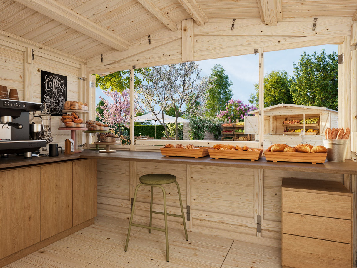 Marian (3x2,3m | 6,2m² | 16mm) Elementeistä kioski / pop-up-kioski