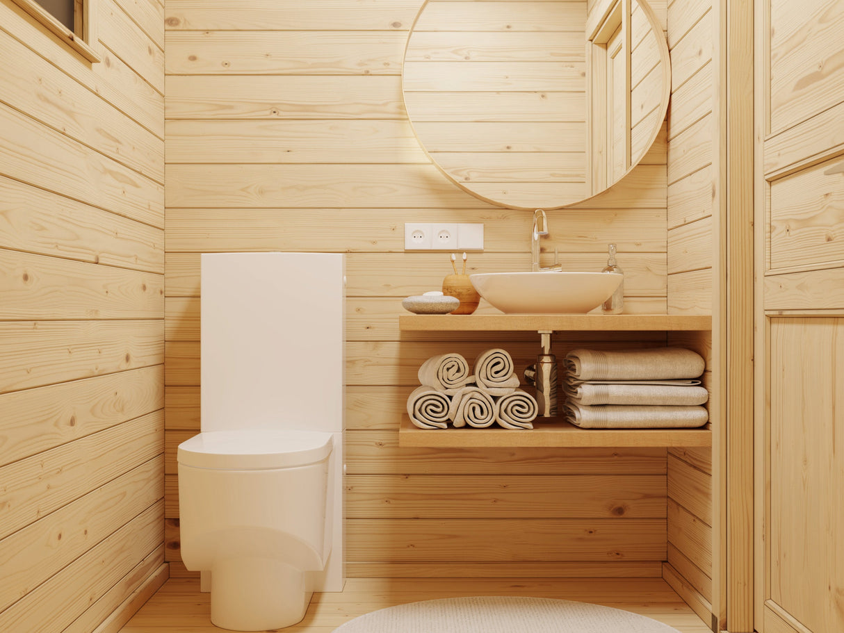 Cecilia XXL (9,1x4,4m | 32m² | 70mm) Tilava 3-huoneinen moderni kesämökki alumiiniovilla ja -ikkunoilla