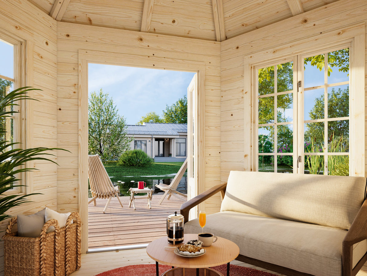 Hanna (3m halkaisija | 7,6m² | 34mm) Kuusikulmainen huvimaja