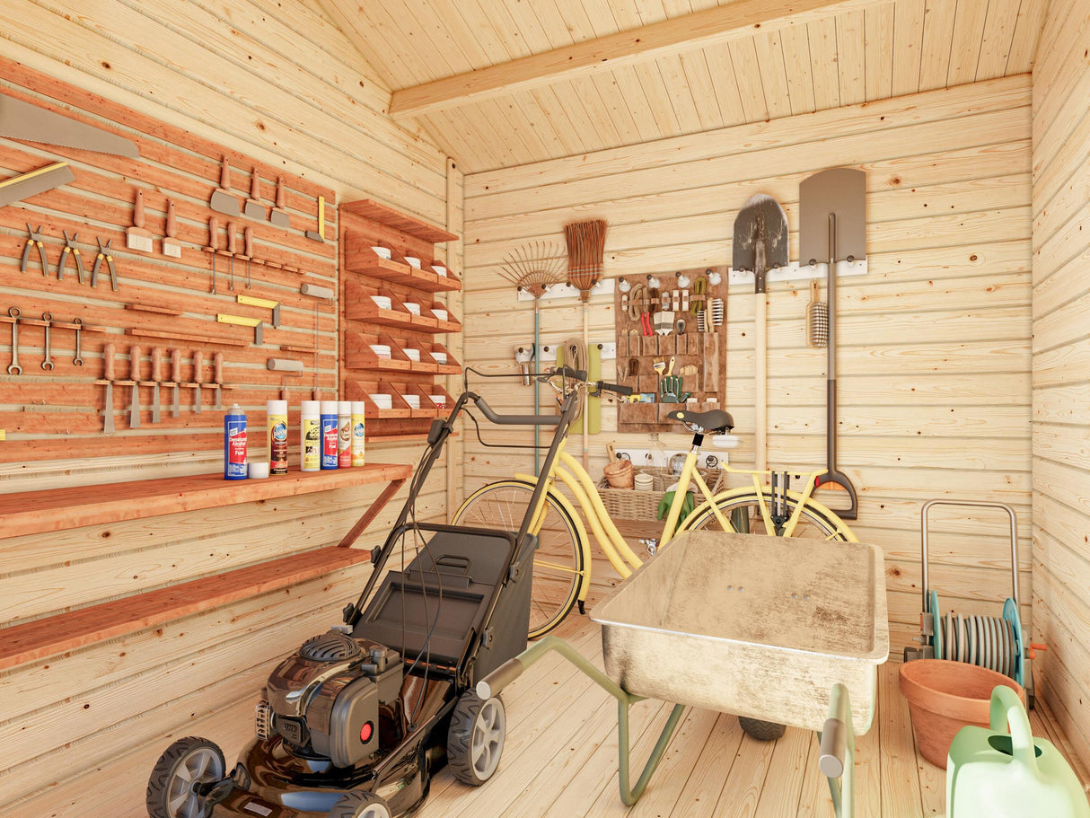 Jari M (4,1x2,6m | 8,9m² | 28mm) Perinteinen kaksihuoneinen hirsivarasto