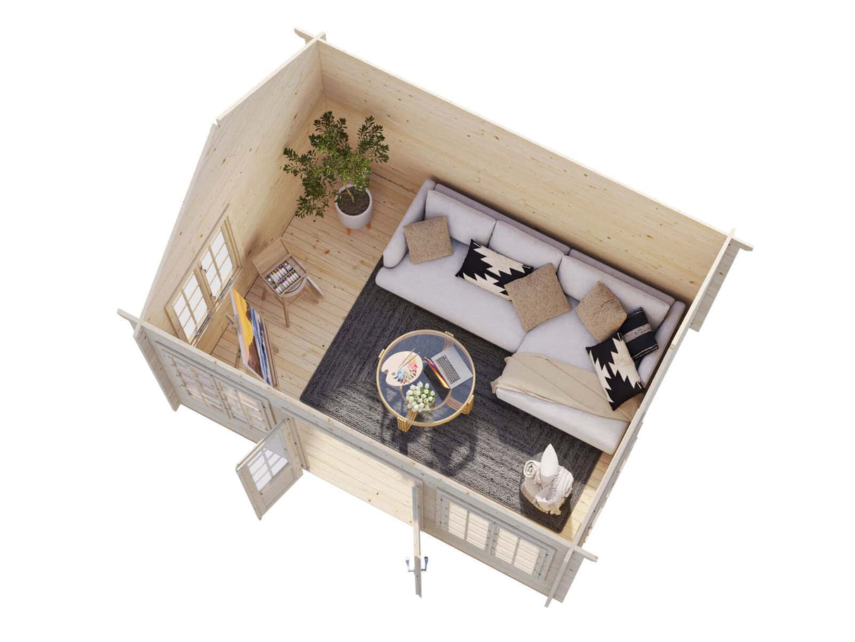 Claudia M (4,2x3,2m | 11,5m² | 34mm) Clockhouse-tyylinen pihamökki