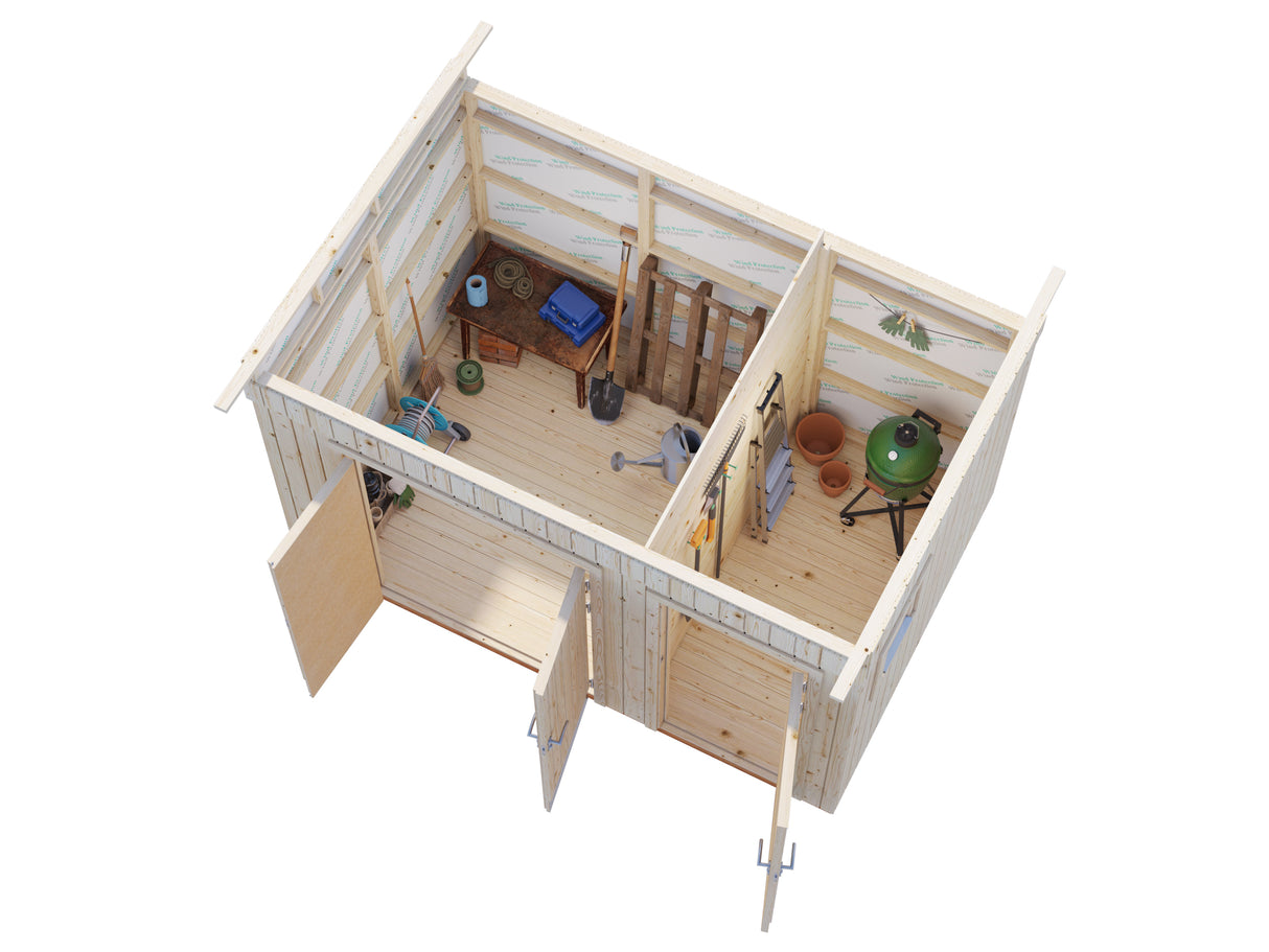 Kalle S (3,4x2,2m | 6,6m²) Moderni pulpettikattoinen säilytysvarasto