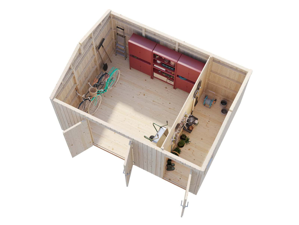 Olaf M (4,5x3,3m | 13,5m²) Moderni kaksihuoneinen pihavarasto