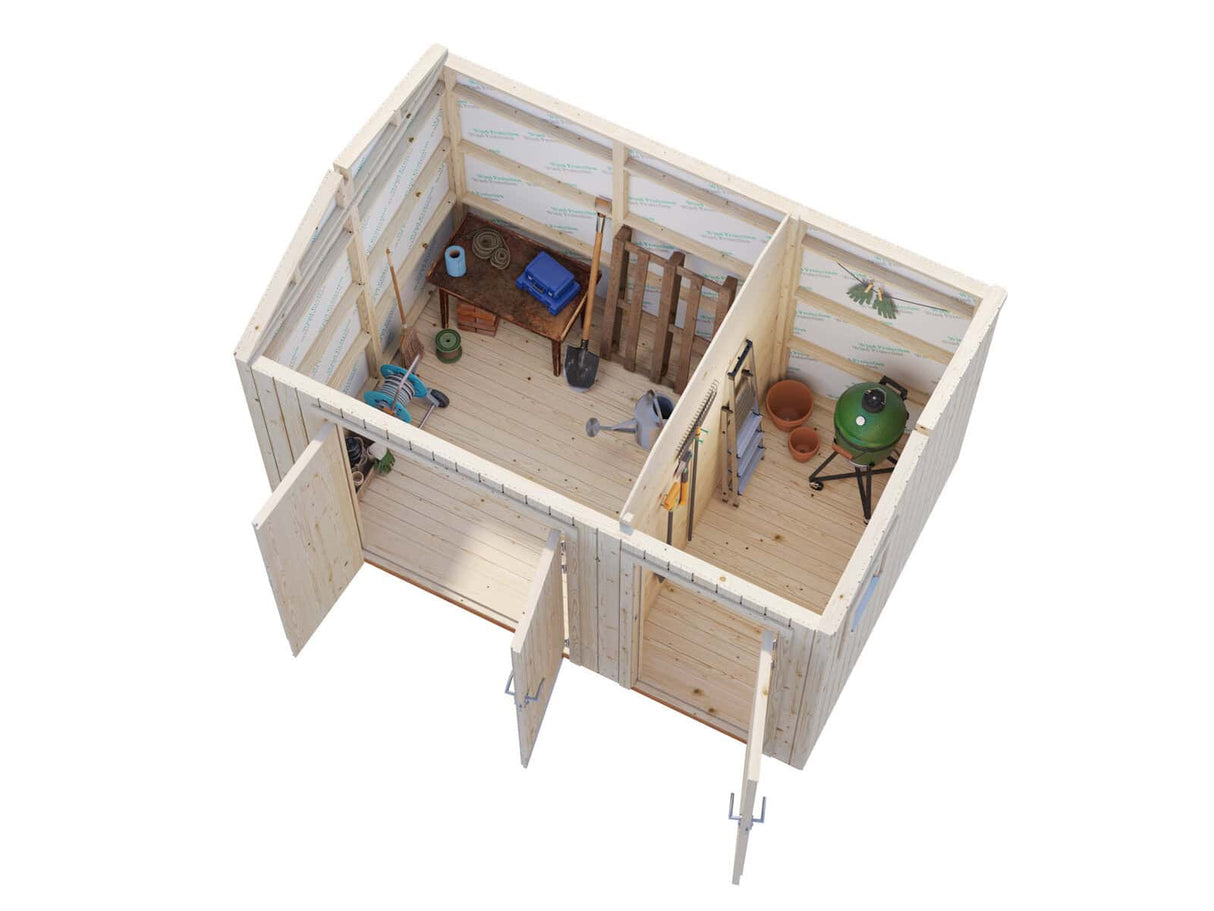 Olaf S (3,4x2,2m | 6,6m²) Kompakti kaksihuoneinen pihavarasto