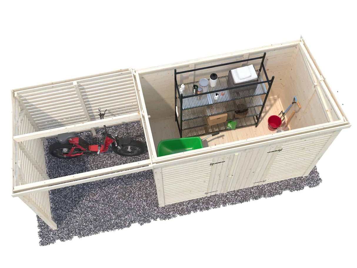 Leif XL (4,6x1,7m | 4,5+2,9m²) Tilava puutarhavaja