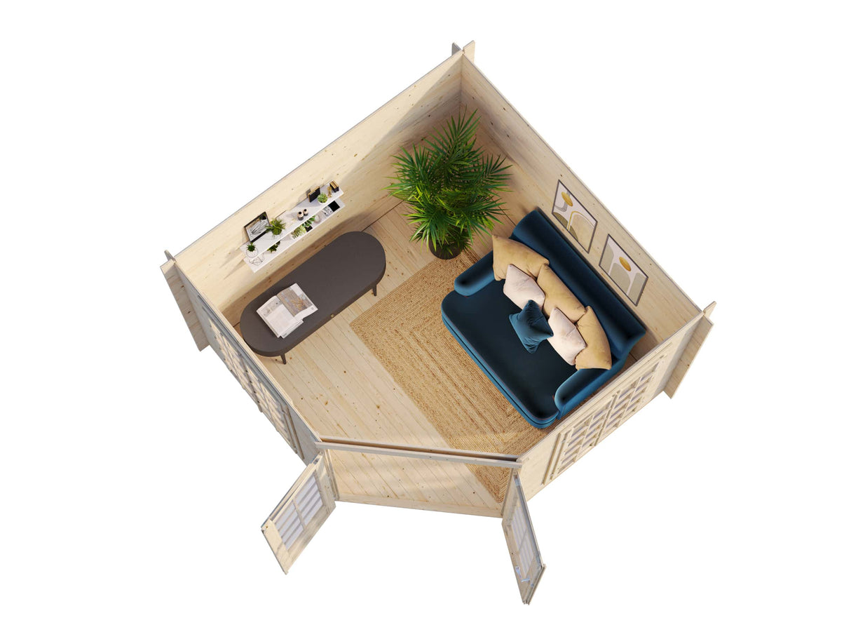 Melanie S (2,8x2,8m | 7m² | 28mm) Perinteinen kulmamökki