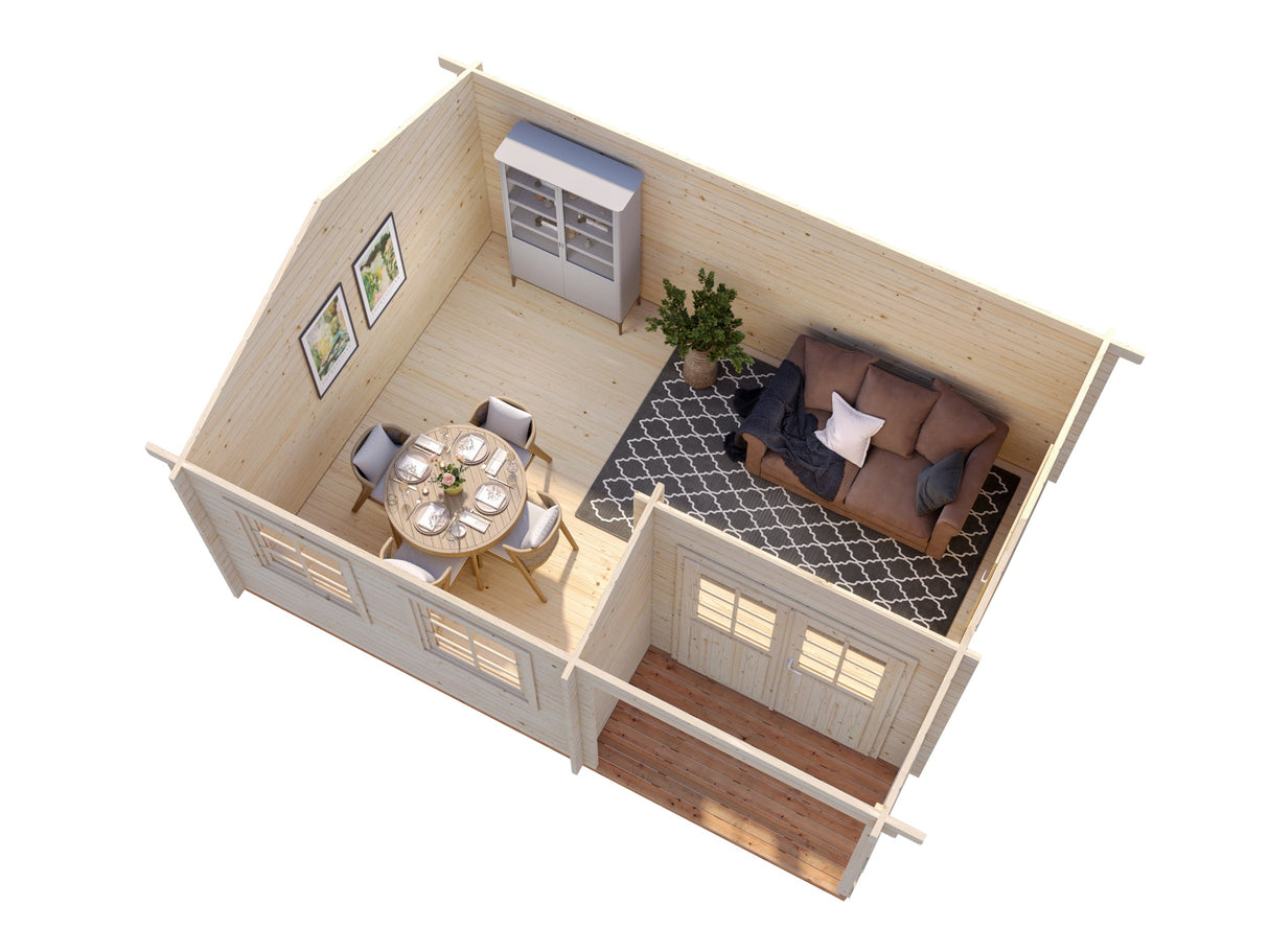 Susanna M (5,3x4m | 16,4m² | 44mm) Perinteinen kesämökki