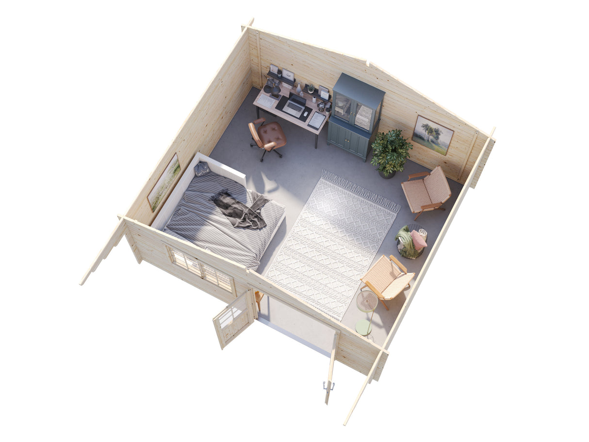 Britta L (5x4,5m | 19,7m² | 40mm) Sveitsiläistyylinen pihamökki