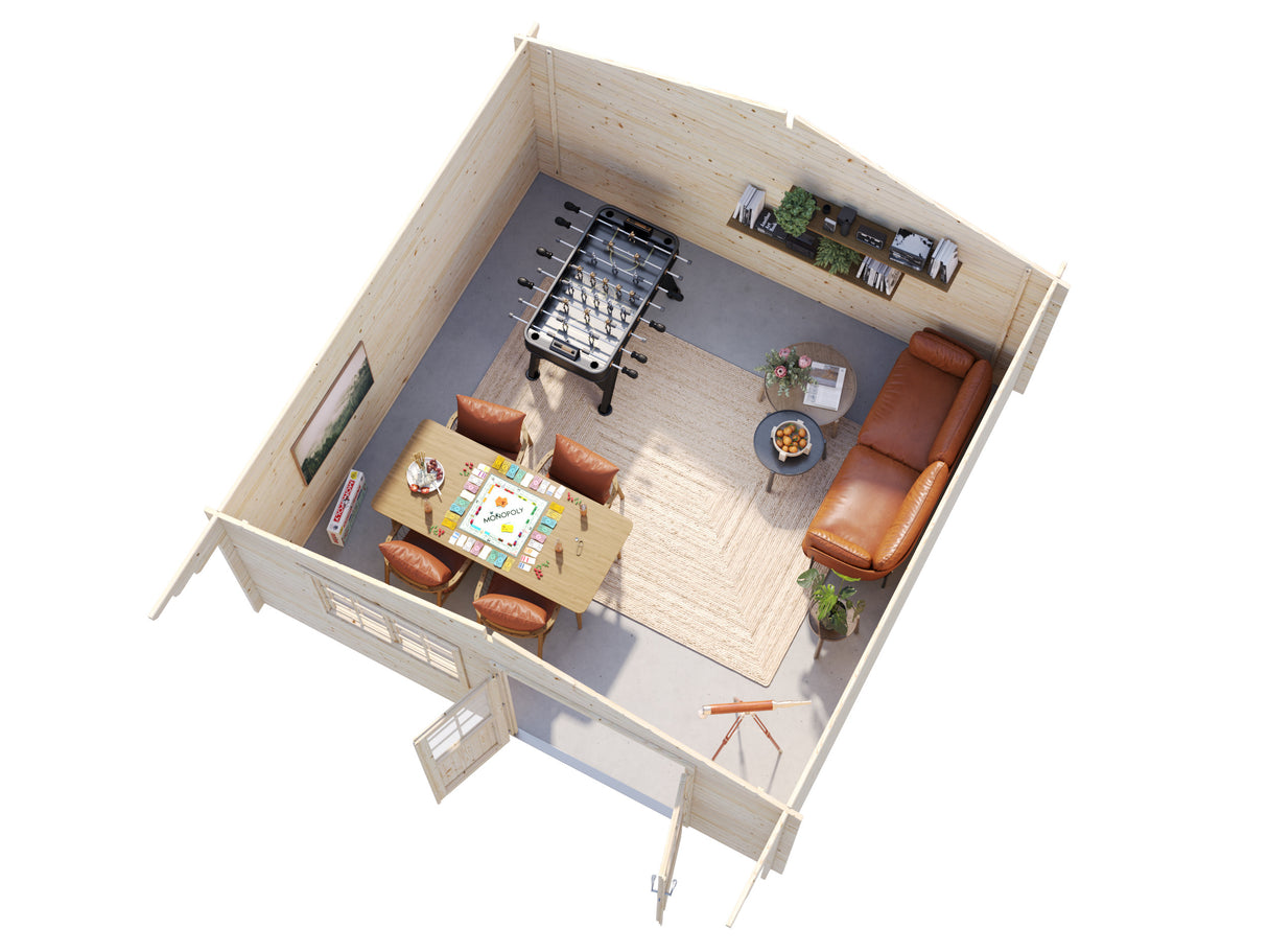 Britta XL (5x5m | 22,3m² | 40mm) Sveitsiläistyylinen pihamökki